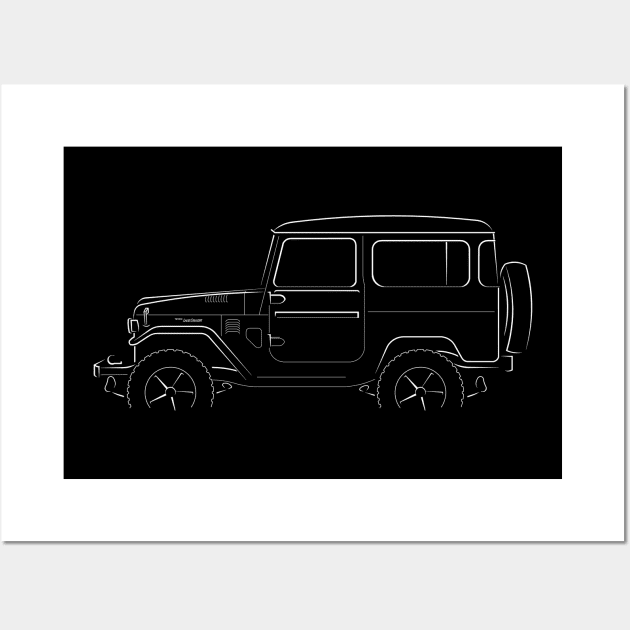 Toyota Land Cruiser FJ40 - profile stencil, white Wall Art by mal_photography